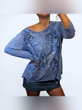 Y2K Fairy Floral Blue Top by Cato!